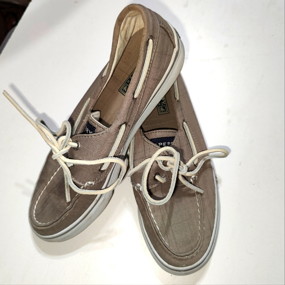 Sperry Top-Sider Women's Canvas Boat Shoes - Brown / Tan Size 7m